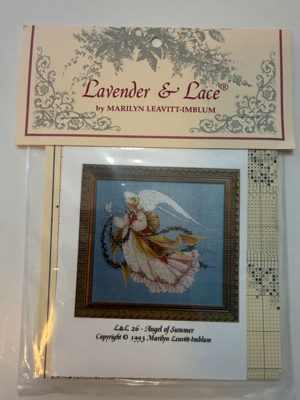 Lavender & Lace Angel of Summer Cross Stitch Pattern - Angel of summer